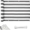 Image de FLOORDIREKT HDPE Balkonscherm - Privacyscherm - Balkondoek - Zichtdoek - Grijs-wit - 90 x 500 cm
