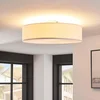 Image de Lindby - plafondlamp - 3lichts - Stof, metaal - H: 17 cm - E27 - wit, mat nikkel