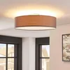 Image de Lindby - plafondlamp - 3lichts - Stof, metaal - H: 17 cm - E27 - grijs, wit, mat nikkel