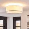 Image de Lindby - plafondlamp - 3lichts - Stof, metaal - H: 17 cm - E27 - wit, mat nikkel
