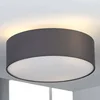 Image de Lindby - plafondlamp - 3lichts - Stof, metaal - H: 17 cm - E27 - grijs, wit, mat nikkel