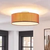 Image de Lindby - plafondlamp - 3lichts - Stof, metaal - H: 17 cm - E27 - bruin, wit, mat nikkel