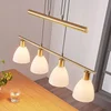Image de Lindby - hanglamp - 4lichts - Glas, metaal - H: 12 cm - E14 - wit, mat messing