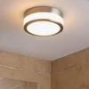 Image de Lindby - Plafondlamp badkamer - 2lichts - Glas, metaal - H: 9 cm - E27 - opaalwit, mat nikkel