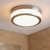 Image de Lindby - Plafondlamp badkamer - 2lichts - Glas, metaal - H: 9 cm - E27 - opaalwit, mat nikkel