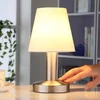 Image de Lindby - Tafellamp - 1licht - stof, metaal - H: 24.5 cm - E14 - wit, gesatineerd nikkel