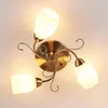Image de Lindby - plafondlamp - 3lichts - glas, metaal - H: 18 cm - E14 - wit, klassiek messing