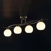 Image de Lindby - plafondlamp - 4lichts - Glas, metaal - H: 25.5 cm - E14 - wit, antiek messing