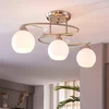 Image de Lindby - plafondlamp - 3lichts - Glas, metaal - H: 25.5 cm - E14 - wit, nikkel mat