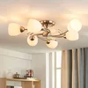 Image de Lindby - plafondlamp - 6lichts - Glas, metaal - H: 18 cm - E14 - wit, mat nikkel