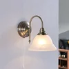 Image de Lindby - wandlamp - 1licht - Glas, metaal - H: 23 cm - E14 - antiek messing, wit