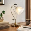 Image de Lindby - Tafellamp - 1licht - glas, metaal - H: 43.5 cm - E27 - wit albast, oudmessing