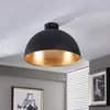 Image de Lindby - plafondlamp - 1licht - Metaal - H: 27.5 cm - E27 - zwart, goud mat