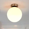 Image de Lindby - Plafondlamp badkamer - 1licht - Glas, metaal - H: 22.5 cm - E27 - wit, mat nikkel