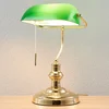 Image de Lindby - bureaulamp - 1licht - Metaal, glas - H: 39 cm - E27 - gepolijst messing, groen