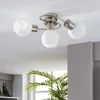 Image de Lindby - plafondlamp - 3lichts - Glas, metaal - H: 17.5 cm - E14 - wit, nikkel gesatineerd