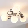 Image de Lindby - plafondlamp - 4lichts - Glas, metaal - H: 17.5 cm - E14 - wit, nikkel gesatineerd