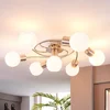 Image de Lindby - plafondlamp - 7lichts - Glas, metaal - H: 17.5 cm - E14 - wit, nikkel gesatineerd