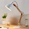 Image de Lindby - bureaulamp - 1licht - metaal, essenhout - H: 46 cm - E27 - wit, essenhout