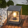 Image de Lucande - Sokkellamp - 1licht - Aluminium, glas - H: 24.5 cm - E27 - donkergrijs, helder