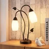 Image de Lindby - Tafellamp - 2lichts - Glas, metaal - H: 40 cm - E14 - wit, geborsteld zwartgoud
