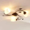 Image de Lindby - plafondlamp - 3lichts - Glas, metaal - H: 9.5 cm - E14 - wit, geborsteld zwartgoud