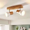 Image de Lindby - buitenspot - 2lichts - Hout, metaal - H: 17 cm - E14 - licht hout, wit