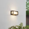 Image de Lucande - Wandlamp buiten - 1licht - Glas, gegoten aluminium - H: 12.5 cm - E27 - donkergrijs, wit