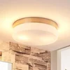 Image de Lindby - Plafondlamp badkamer - 2lichts - Glas, metaal - H: 6.5 cm - E27 - wit, nikkel gesatineerd