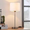 Image de Lindby - Tafellamp - 1licht - Stof, metaal - H: 48 cm - E27 - wit, nikkel gesatineerd