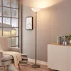 Image de Lindby - vloerlamp - 1licht - Metaal, glas - H: 180 cm - E27 - nikkel satijn, wit