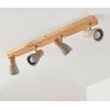 Image de Lindby - buitenspot - 4lichts - Beton, hout, metaal - H: 12.3 cm - E14 - betongrijs, licht hout, gesatineerd nikkel