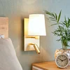 Image de Lindby - Wandlamp - 1licht - Stof, metaal - H: 30.8 cm - E14 - wit, messing