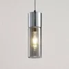 Image de Lindby - hanglamp - 1licht - glas, metaal - H: 30 cm - E27 - rookgrijs, chroom