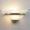 Image de Lindby - Wandlamp - 1licht - Glas, metaal - H: 15.5 cm - E27 - wit gesatineerd, oud messing