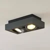 Image de Arcchio - plafondlamp - 2lichts - Aluminium, metaal - H: 9 cm - GU10 - donkergrijs