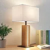 Image de Lindby - Tafellamp- met dimmer - 2lichts - Stof, dennenhout, metaal - H: 52.5 cm - E27 - wit, licht eiken, zwart