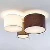 Image de Lindby - plafondlamp - 3lichts - Stof, metaal - H: 25.5 cm - E27 - grijs, wit, bruin