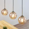 Image de Lindby - hanglamp - 3lichts - Ijzer, glas - H: 20 cm - E27 - amber, oud messing