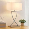 Image de Lucande - Tafellamp - 1licht - Metaal, stof - H: 66 cm - E27 - chroom, wit