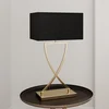 Image de Lucande - Tafellamp - 1licht - Metaal, stof - H: 66 cm - E27 - messing, zwart
