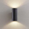 Image de Lucande - Wandlamp buiten - 2lichts - Gegoten aluminium, gehard glas - H: 25.2 cm - E27 - donkergrijs (RAL 7024)