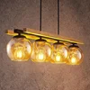 Image de Lindby - hanglamp - 4lichts - Glas, metaal, hout - H: 13 cm - E27 - amber, zwart, licht eiken