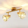 Image de Lindby - plafondlamp - 2lichts - glas, staal - H: 18 cm - E14 - helder, messing