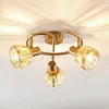 Image de Lindby - plafondlamp - 3lichts - Glas, staal - H: 18 cm - E14 - helder, messing