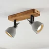 Image de Lindby - buitenspot - 2lichts - Dennenhout, beton - H: 19 cm - GU10 - grijs, donker hout