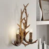 Image de Lindby - wandlamp - 2lichts - Polyester, staal - H: 47 cm - E14 - bruin rustiek