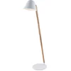 Image de Lindby - vloerlamp - 1licht - metaal, hout - H: 128 cm - E27 - wit, helder hout