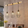 Image de Lindby - hanglamp - 3lichts - Metaal, hout - E27 - matzwart, licht hout