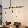 Image de Lindby - hanglamp - 5lichts - Ijzer, hout, touw - E27 - matzwart, licht hout